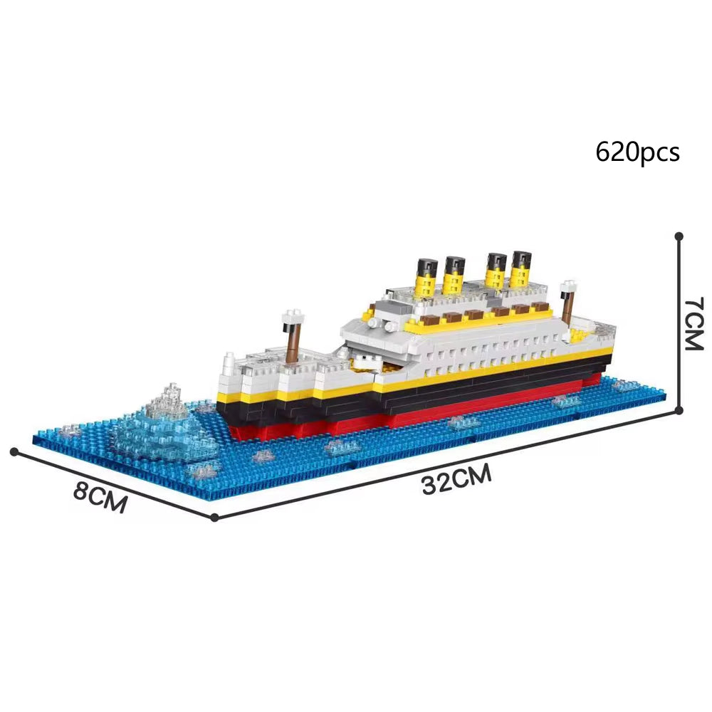 Titanic 3D Plastic Model Ship Building Blocks for Adults Micro Mini Bricks Toys Kits Assemble Cruise Boat Kids Gift