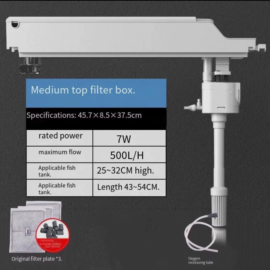 Fish Tank Filter Three-In-One Filter Pump Aeration Filtration Circulation System with Filter Box Top Filter Aquarium Accessories