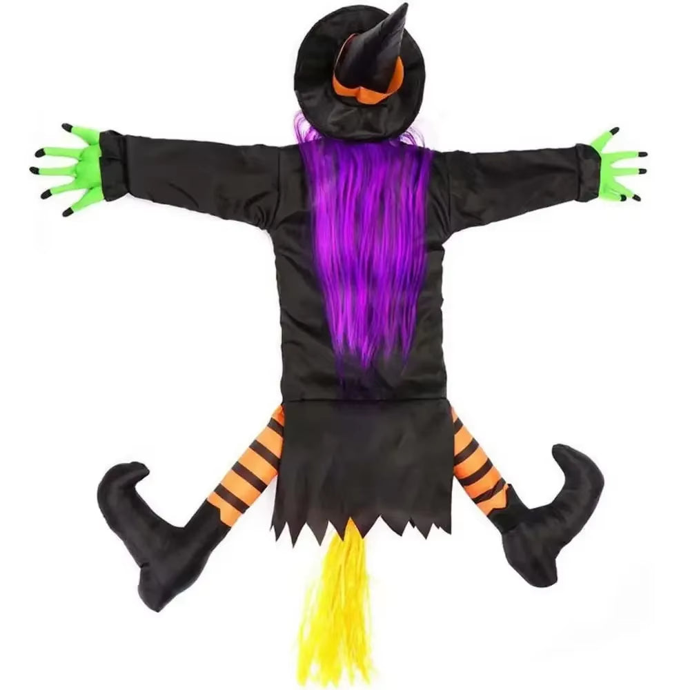 Halloween Crashing Witch into Tree Outdoor Decoration Classic Flying Witch Pendant Decor for Yard Lawn Patio Porch Decorations