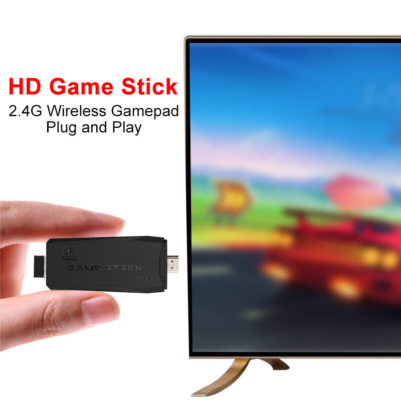 Wireless 4K HDMI TV Game Stick Console Built in 20000+ Games +2 Wireless Gamepad