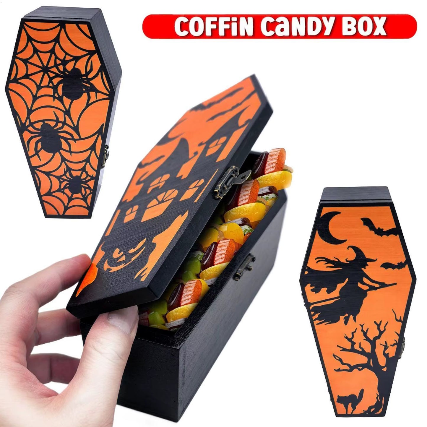 Coffin Boxes for Treats Coffin Goodies Halloween Candy Boxes Spooky Food Container for Cake Chocolates Popcorn Teas Jewelry