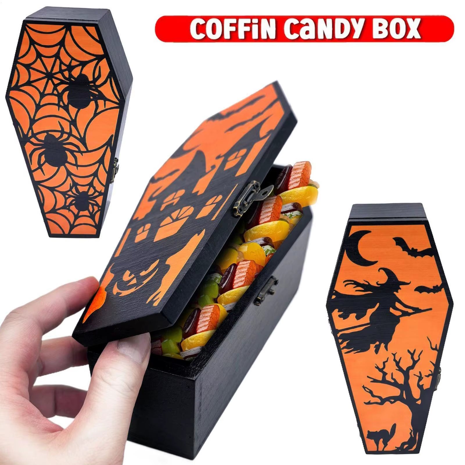 Coffin Boxes for Treats Coffin Goodies Halloween Candy Boxes Spooky Food Container for Cake Chocolates Popcorn Teas Jewelry