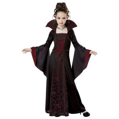 Halloween Costume for Kids Halloween Fantasy Vampire Costume Girls Long Tutu Dress Kids Carnival Outfit Gothic Feather Clothes