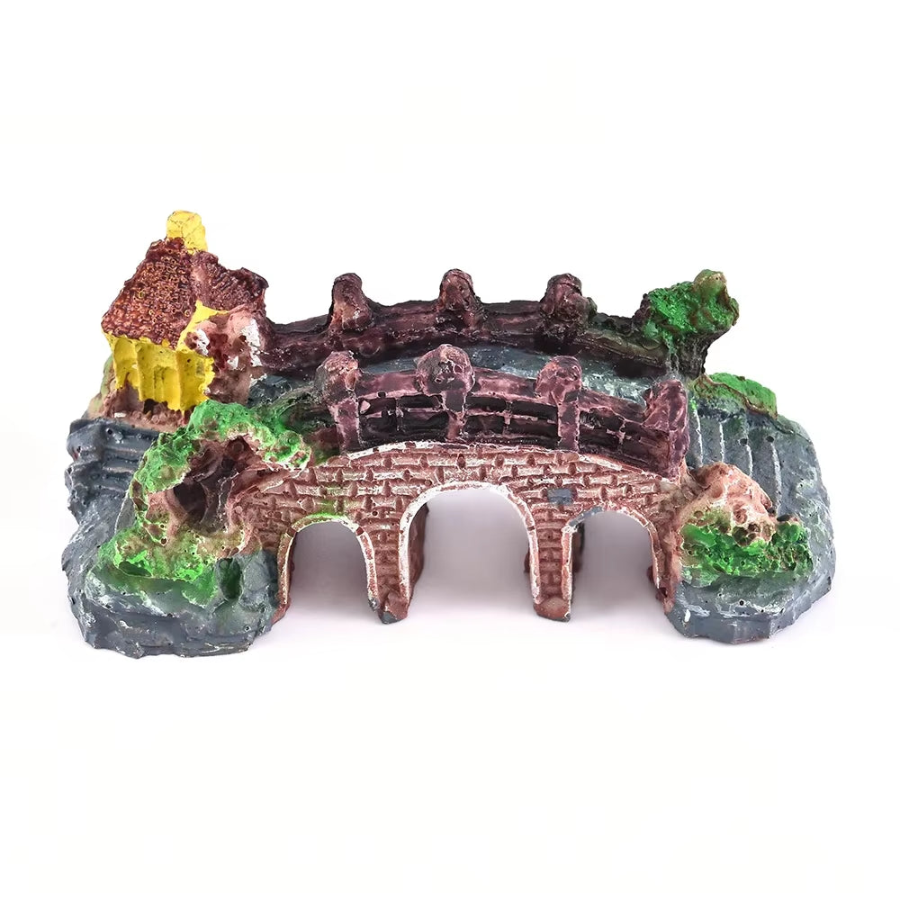 Aquarium Artificial Bridge Ornaments Resin Fish Tank Artificial Landscaping Rockery Bridge Decorations Aquarium Decor Supplies
