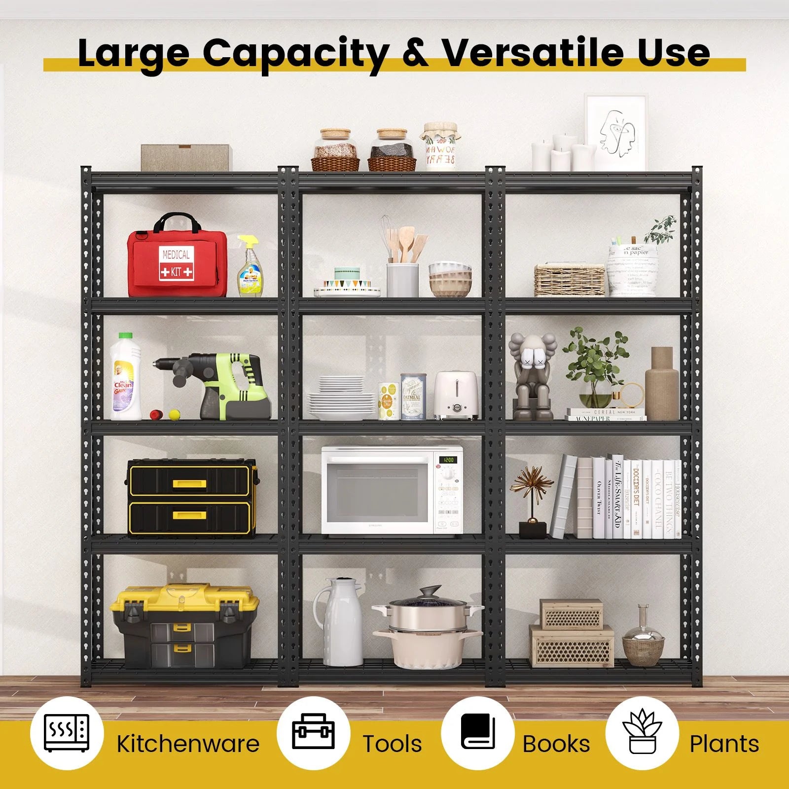5-Tier Garage Metal Storage Shelves Shelving Unit