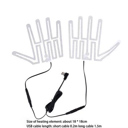 1 Pair Five-Finger Gloves Heating Pad Carbon Fiber 5V Hand Warmer Heater Thermal Insulation for Outdoor Skiing