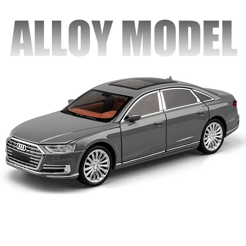 1:24 AUDI A8 Alloy Car Model Diecasts Metal Vehicles Car Model Simulation Sound and Light Collection Boys Toy for Childrens Gift