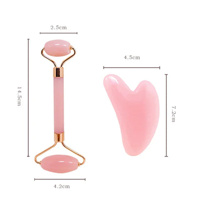 3Pcs Facial Massager Double Head Roller Beauty Stick Heart Shaped Scraping Tablets Pink for Full Body Massage Tools Plastic