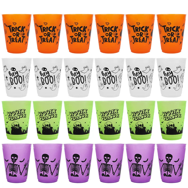 8-24Pcs Halloween Drinking Cups Boo Skull Plastic Juice Cocktail Cup for Halloween Party Home Table Decoration Supplies