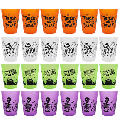 8-24Pcs Halloween Drinking Cups Boo Skull Plastic Juice Cocktail Cup for Halloween Party Home Table Decoration Supplies