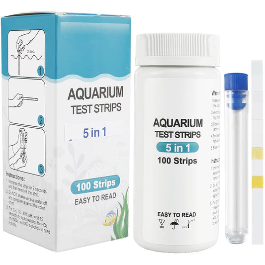 100Pcs Aquarium Test Strips Water Ph Test Strip 7 in 1 Fish Tank Test Kit Freshwater Saltwater Water Quality Test Strips