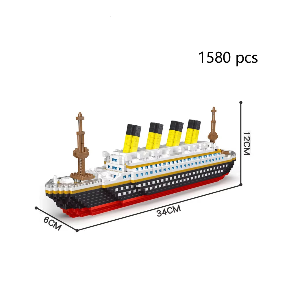 Titanic 3D Plastic Model Ship Building Blocks for Adults Micro Mini Bricks Toys Kits Assemble Cruise Boat Kids Gift