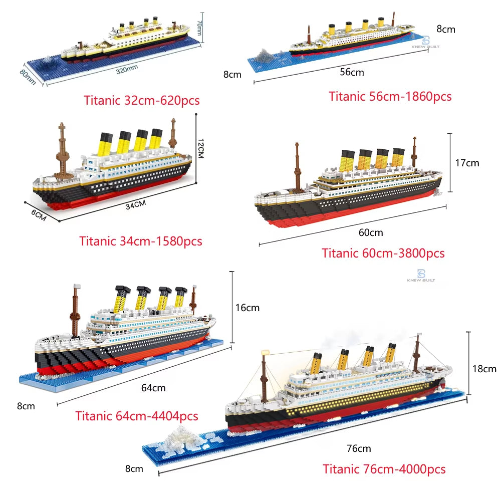 Titanic 3D Plastic Model Ship Building Blocks for Adults Micro Mini Bricks Toys Kits Assemble Cruise Boat Kids Gift