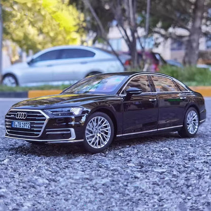 1:24 AUDI A8 Alloy Car Model Diecasts Metal Vehicles Car Model Simulation Sound and Light Collection Boys Toy for Childrens Gift