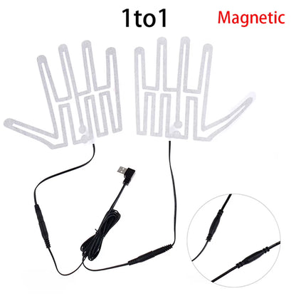 1 Pair Five-Finger Gloves Heating Pad Carbon Fiber 5V Hand Warmer Heater Thermal Insulation for Outdoor Skiing