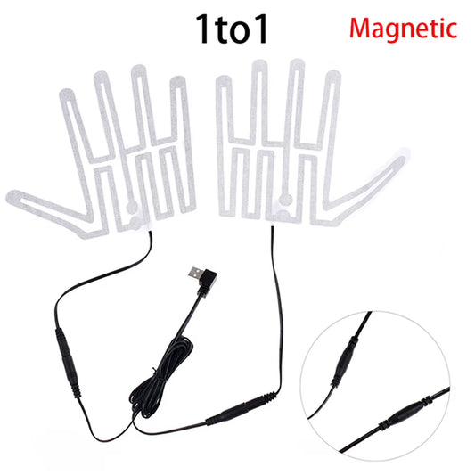 1 Pair Five-Finger Gloves Heating Pad Carbon Fiber 5V Hand Warmer Heater Thermal Insulation for Outdoor Skiing