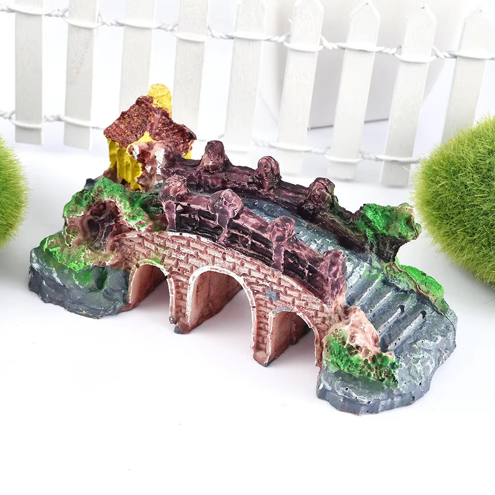 Aquarium Artificial Bridge Ornaments Resin Fish Tank Artificial Landscaping Rockery Bridge Decorations Aquarium Decor Supplies