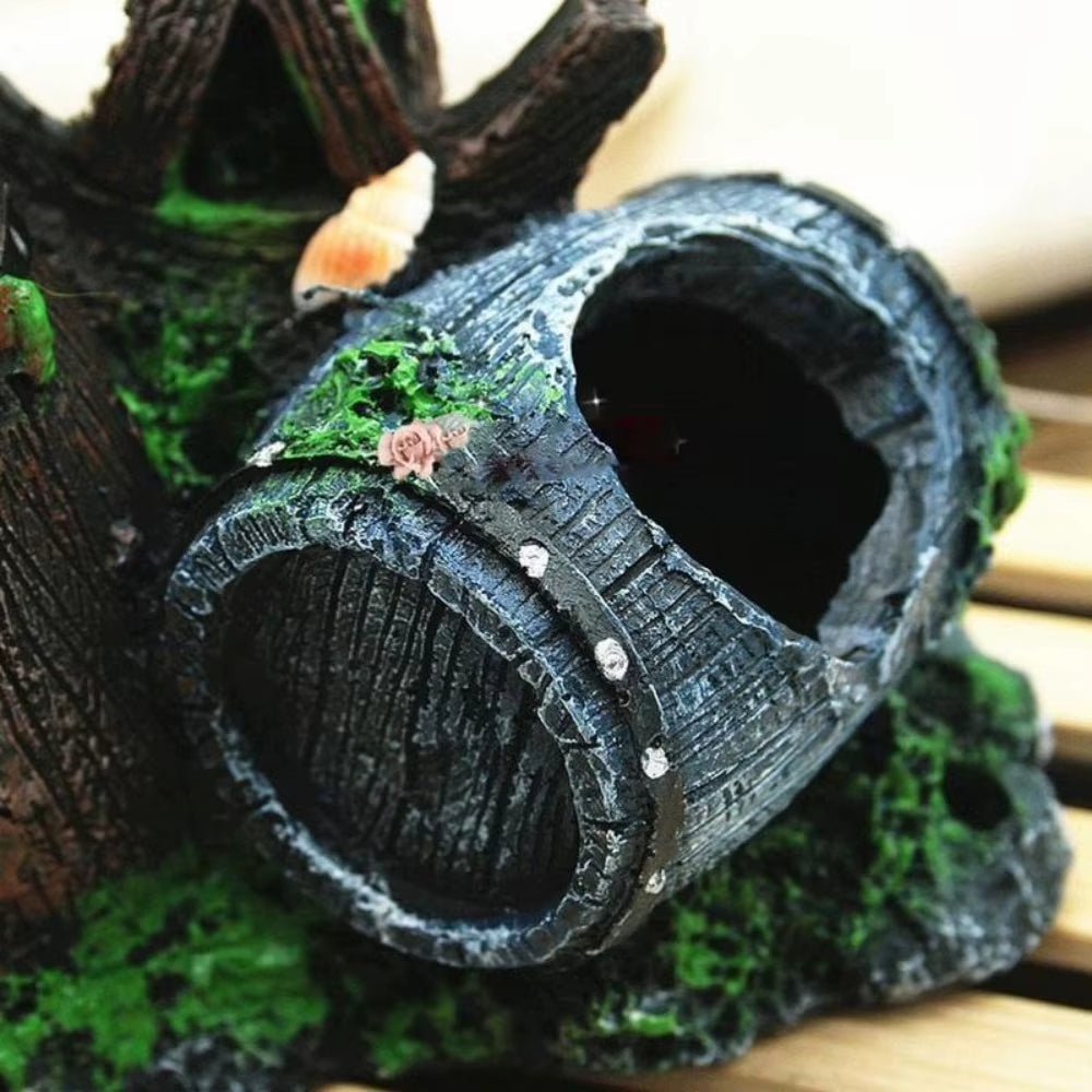 Steering Wheel Wine Barrel Resin Aquarium Ornament Decoration Plant for Fish Tank Accessories Home Pet Fish Tank Decor Supplies