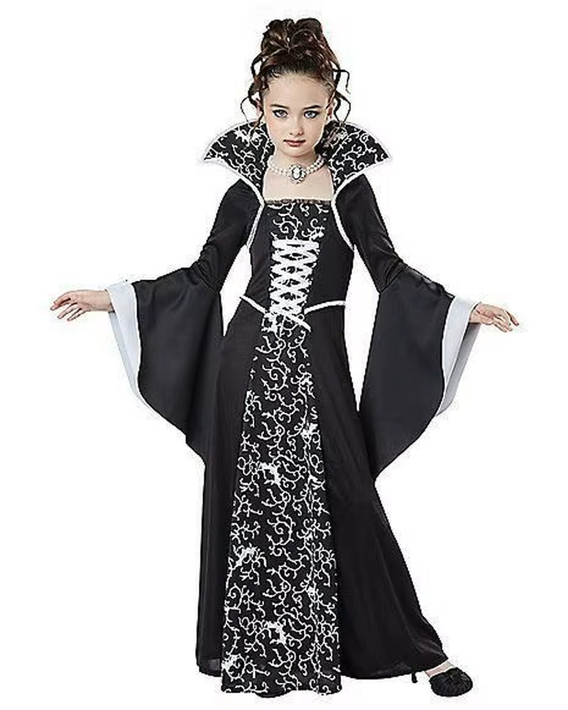 Halloween Costume for Kids Halloween Fantasy Vampire Costume Girls Long Tutu Dress Kids Carnival Outfit Gothic Feather Clothes