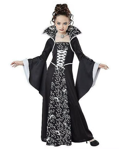 Halloween Costume for Kids Halloween Fantasy Vampire Costume Girls Long Tutu Dress Kids Carnival Outfit Gothic Feather Clothes