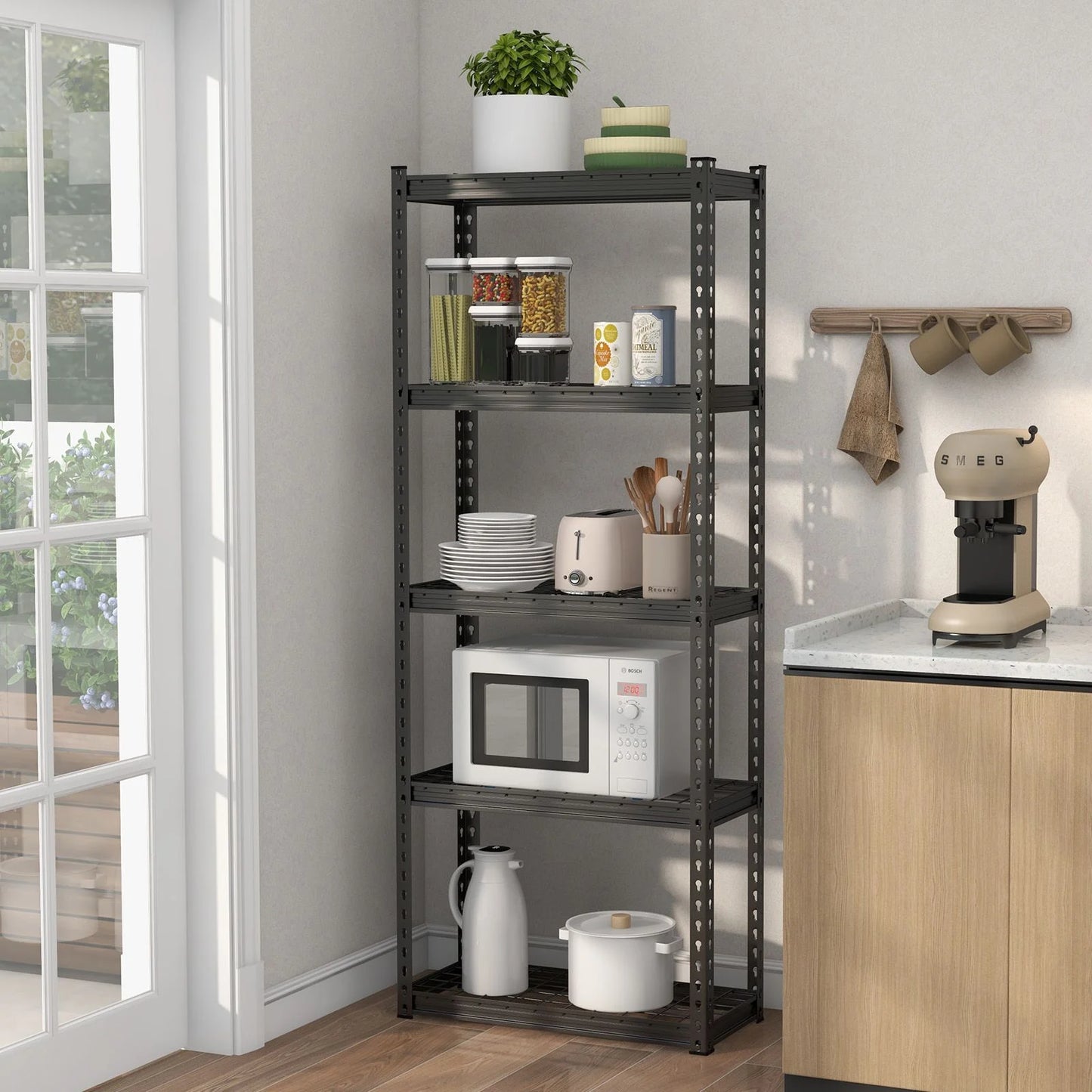 5-Tier Garage Metal Storage Shelves Shelving Unit