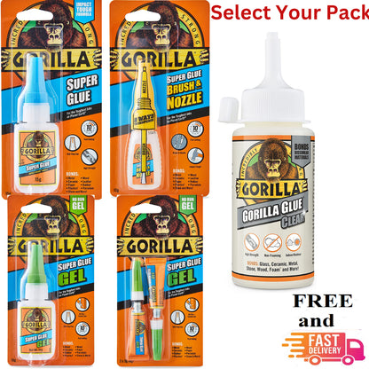 Gorilla Super Glue Gel Liquid Brush Nozzle Tube Strong Superglue Impact Adhesive