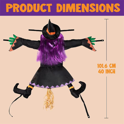 Halloween Crashing Witch into Tree Outdoor Decoration Classic Flying Witch Pendant Decor for Yard Lawn Patio Porch Decorations