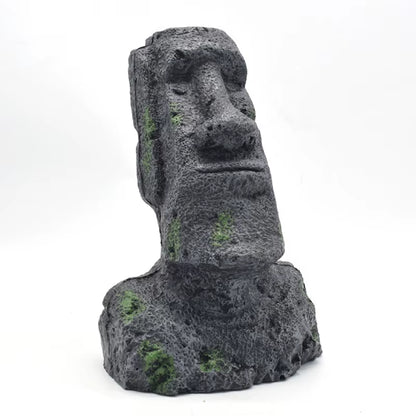 Easter Island Stone Statue Resin Ornament Fish Tank Aquarium Decoration Gnome Terrarium Reptile Tank Artificial Stone Home Decor