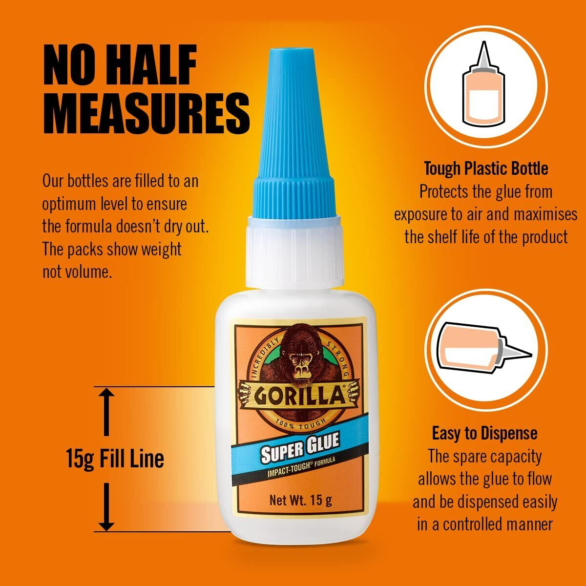 Gorilla Super Glue Gel Liquid Brush Nozzle Tube Strong Superglue Impact Adhesive