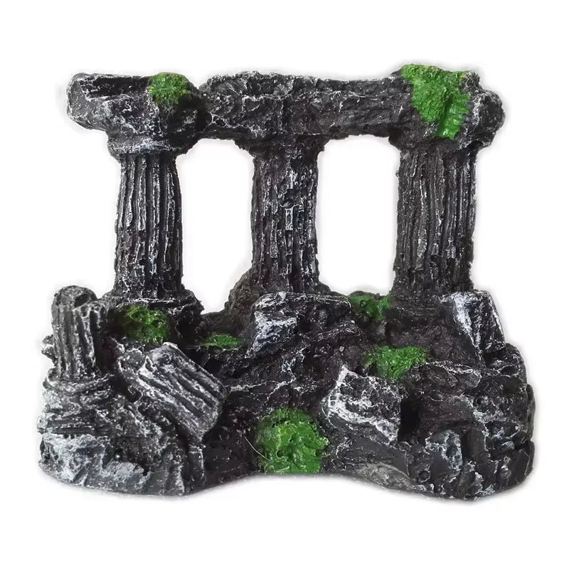 Aquarium Fish Tank Square Rome Stone Pillars Resin Manual Stone Decoration Retro Landscaping for Aquarium Fish Tank 1Pcs