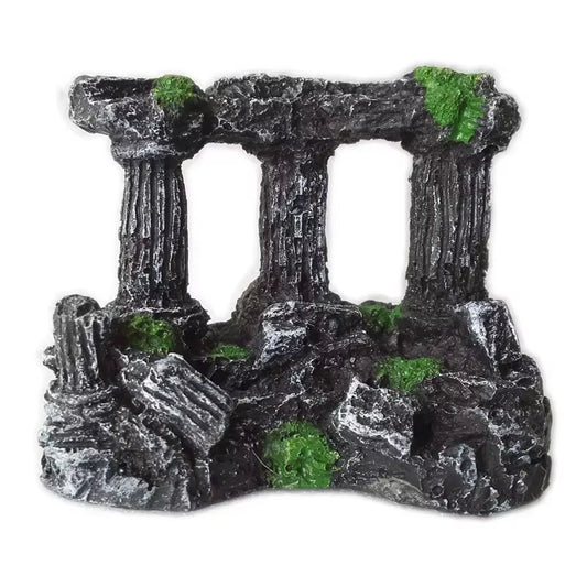 Aquarium Fish Tank Square Rome Stone Pillars Resin Manual Stone Decoration Retro Landscaping for Aquarium Fish Tank 1Pcs