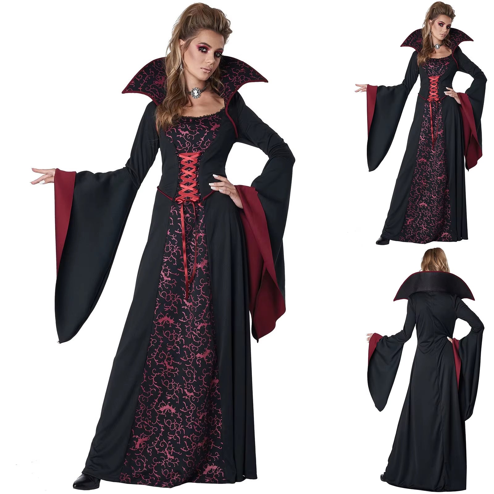 Halloween Costume Adult Woman Queen Dress Witch Easter Demon Vampire Bride Death Witch Cosplay Costumes Retro Court Dresses 코스프레