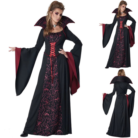 Halloween Costume Adult Woman Queen Dress Witch Easter Demon Vampire Bride Death Witch Cosplay Costumes Retro Court Dresses 코스프레