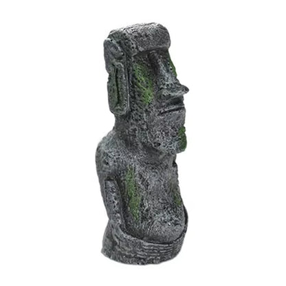 Easter Island Stone Statue Resin Ornament Fish Tank Aquarium Decoration Gnome Terrarium Reptile Tank Artificial Stone Home Decor