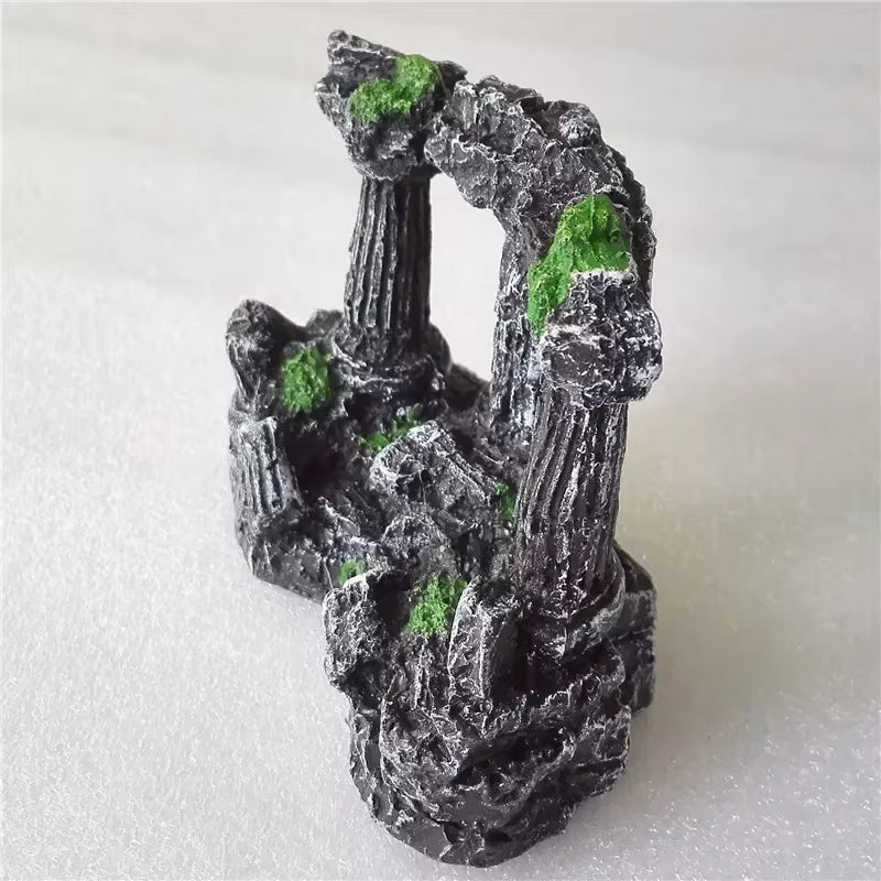 Aquarium Fish Tank Square Rome Stone Pillars Resin Manual Stone Decoration Retro Landscaping for Aquarium Fish Tank 1Pcs