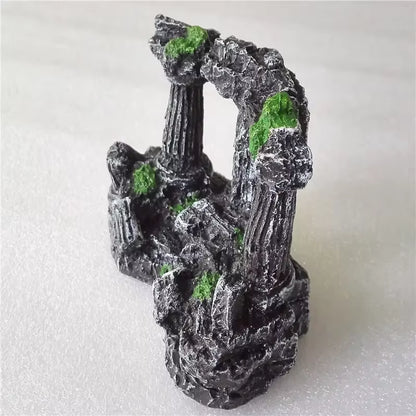 Aquarium Fish Tank Square Rome Stone Pillars Resin Manual Stone Decoration Retro Landscaping for Aquarium Fish Tank 1Pcs